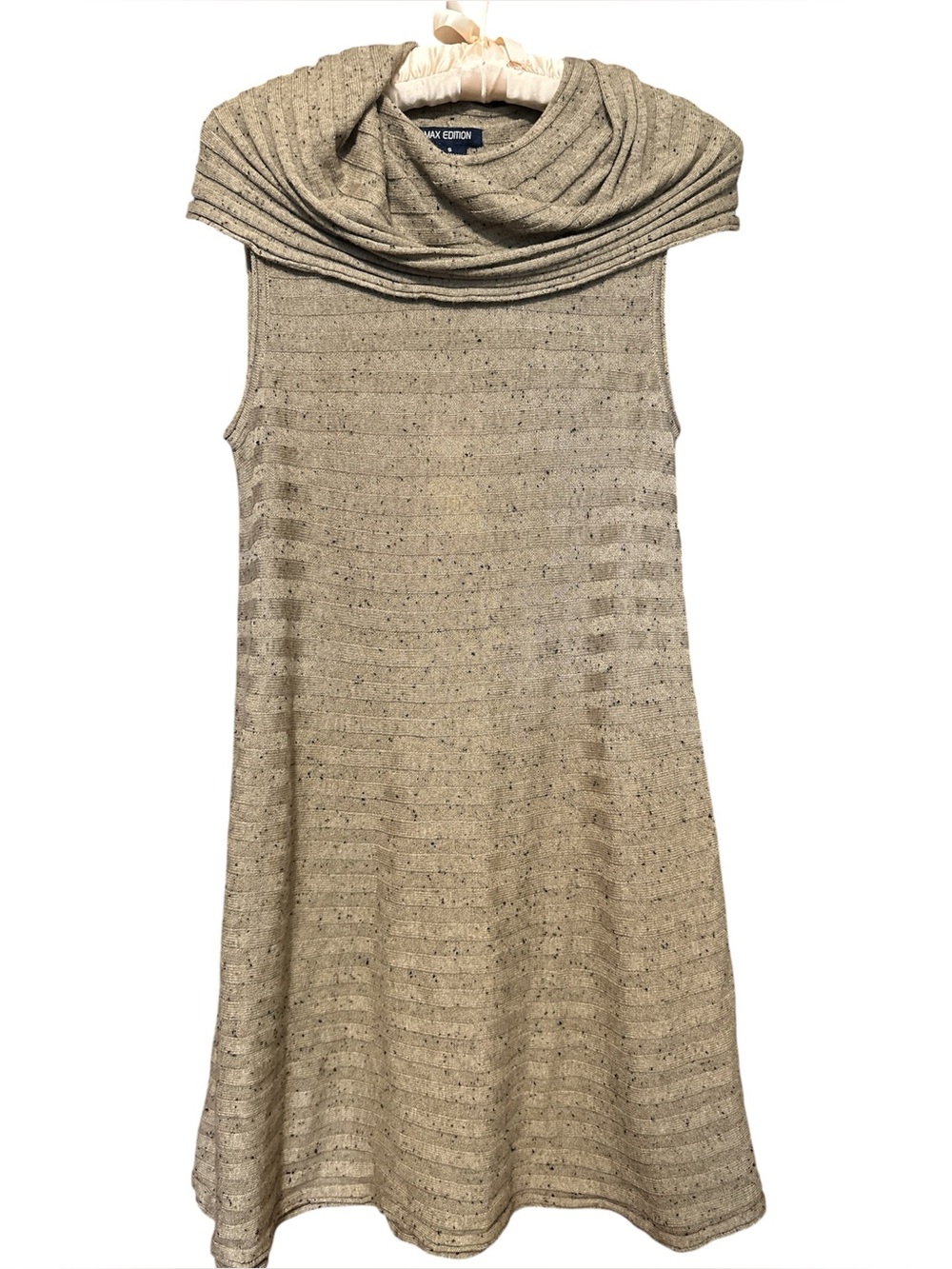 Max Edition Sleeveless Cowl Neck Knit Tunic Dress in Tan SZ S